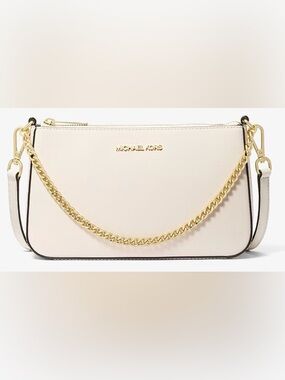 NWT Michael Kors JET SET TRAVEL Light Cream Leather Chain Purse Style:35S0GTVU6L